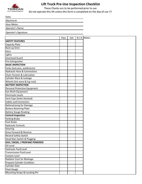 Forklift Pre Use Inspection Checklist Template Resume Examples - Riset