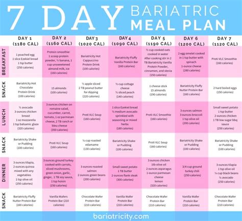 Bariatric Meal Planning Guide [7 Day Sample Meal Plan] - Bariatricity ...