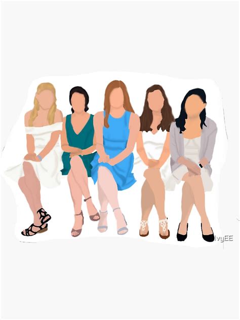 "5 Friends in Dresses sitting down" Sticker by IvyEE | Redbubble