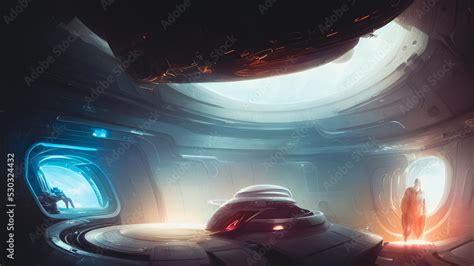 Artistic concept painting of a space station interior, background ...