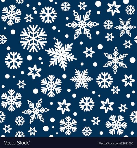 Christmas seamless pattern with white snowflakes falling on dark blue ...