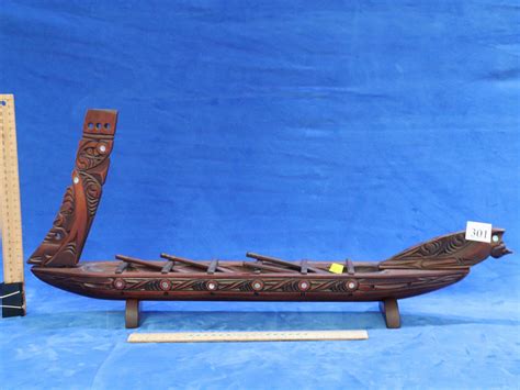 Sold Price: LARGE WOODEN REPLICA OF NEW ZEALAND MĀORI WAKA/WAR CANOE ...