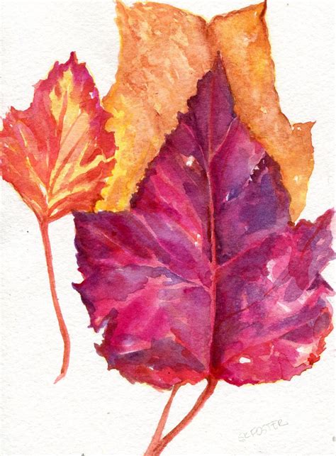 Autumn Leaves Watercolor Painting Fall decor leaf art 5 x 7 | Etsy ...