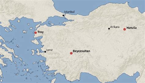 Map of Anatolia showing the locations of Beycesultan, Troy and Ḫattuša ...