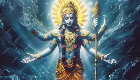 Premium Photo | Lord Vishnu is the allpervasive Lord portrait generative AI