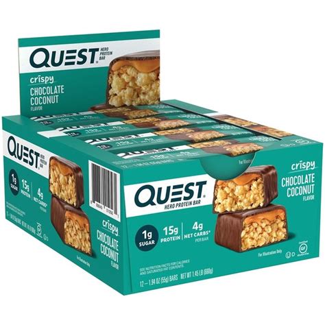 Quest Protein Bar,Hero, Chocolate Coconut Flavor, Crispy (12 each ...