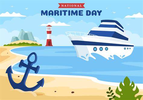 World Maritime Day Illustration with Sea and Ship for Web Banner or ...