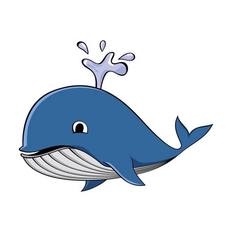 blue whale cartoon. big animal design illustration. underwater fish ...