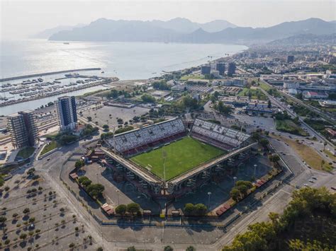 Salerno, Italy - 21 July 2021: Aerial view of Arechi football stadium ...