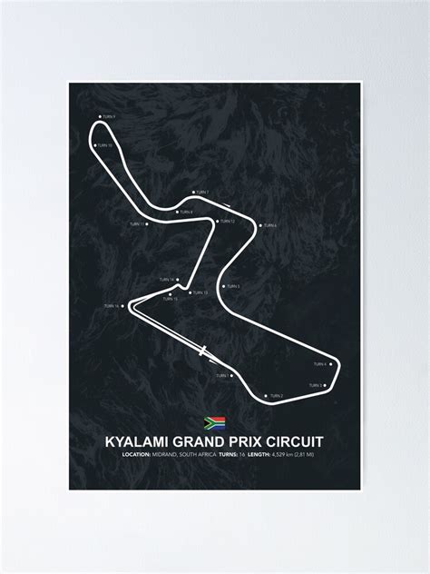 "Kyalami Grand Prix Circuit - Racetrack Map" Poster for Sale by ...