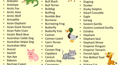 Animals Names List from A to Z - English Grammar Here