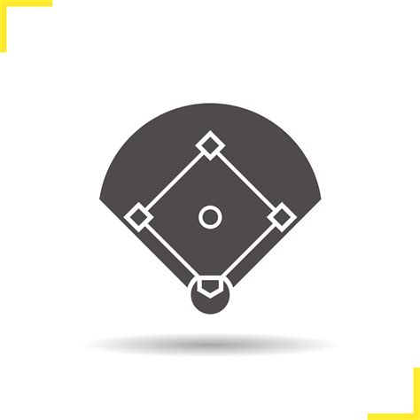 Baseball field icon. Drop shadow Baseball silhouette symbol. Sport game ...