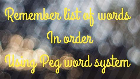 peg word system || Remember the list of names by peg word system ...