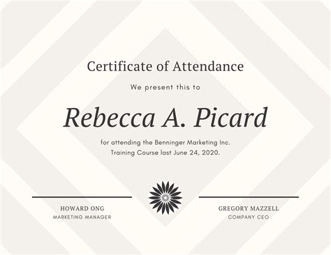 Certificate Of Attendance Seminar Template