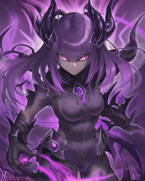 Shadow demon, dark aura, purple, art, - AI Photo Generator - starryai