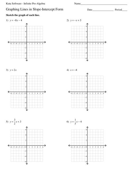 Graphing Lines in Slope-Intercept Form Worksheet for 9th - 10th Grade ...