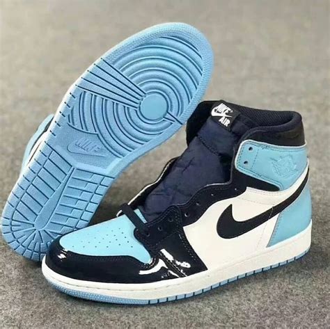 Air Jordan 1 WMNS/Mens High OG "UNC Patent Leather" Black Obsidian/Blue ...