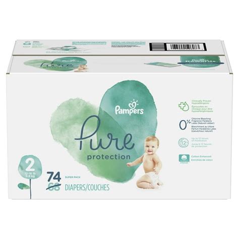 Pampers - Pampers Pure Protection Natural Diapers, Size 2, 74 ct ...