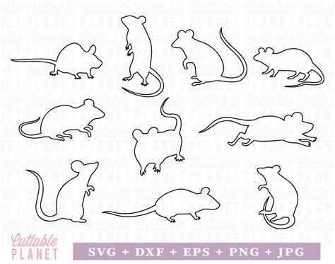 Rats Outline Svg, Dxf, Eps, Png, Jpg, Outline Rat Mice Svg, Mouse ...