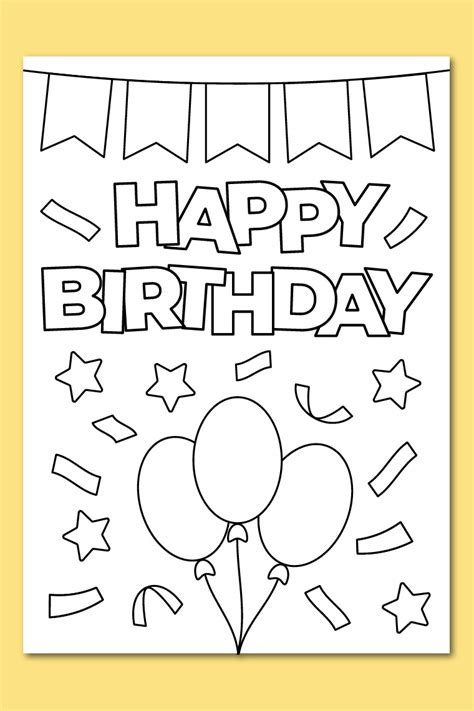 Happy Birthday Cards For Boys To Color