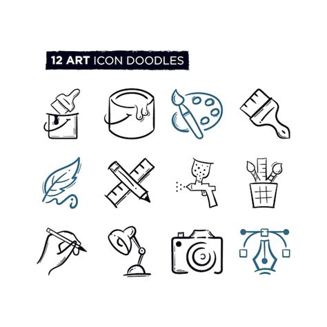 Premium Vector | Brushes and painting doodles line icons world art day ...