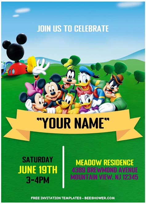 (Free Editable PDF) Mickey Mouse And Friends Birthday Party Invitation ...