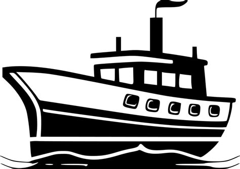 Boat, Black and White Vector illustration 24141694 Vector Art at Vecteezy