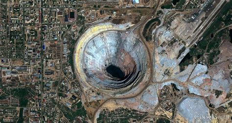 Mir Diamond Mine, Mirny, Eastern Siberia. | Mirny, Satellite image, Earth