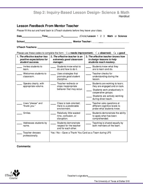 Fillable Online Lesson Plan Guide - Step 2: Inquiry-Based Lesson Design ...