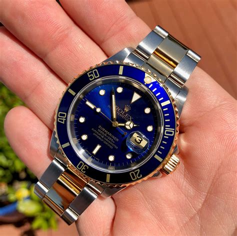 Rolex Submariner 16613 Two Tone Blue Steel 18K Gold Wristwatch Circa ...