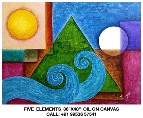 This painting symbolises 5 elements - Fire, Water, Earth, Air & Sky ...