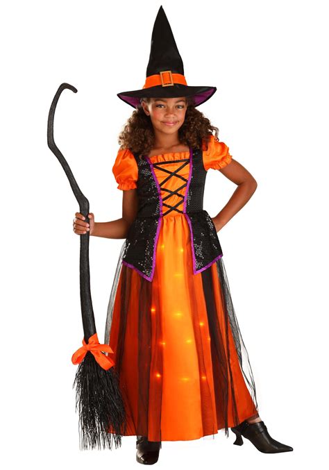 Orange Light-Up Witch Girls Costume