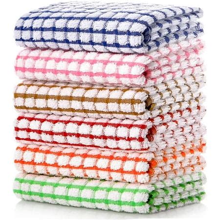 Kitchen Dish Towels, 16 Inch x 25 Inch Bulk Cotton Kitchen Towels Set ...