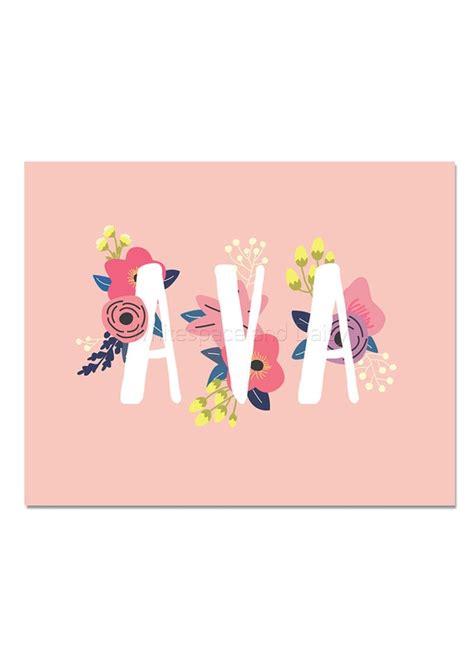 Ava Baby Name Wall Art Ava Baby Name Sign Ava Party Printable