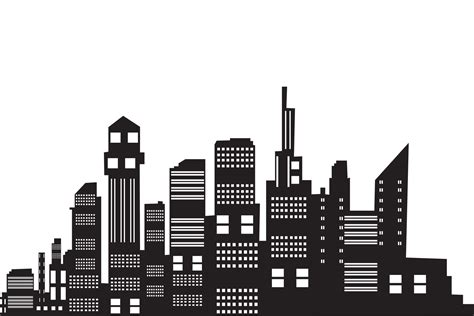 set of City silhouette in flat style. Modern urban landscape. Vector ...