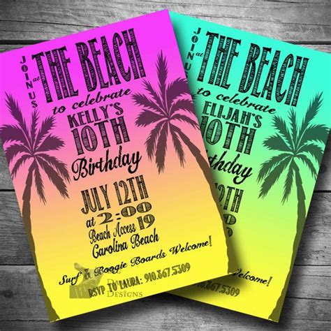 Beach Party Invitation, Surfer Birthday Invite, Luau Invitation ...