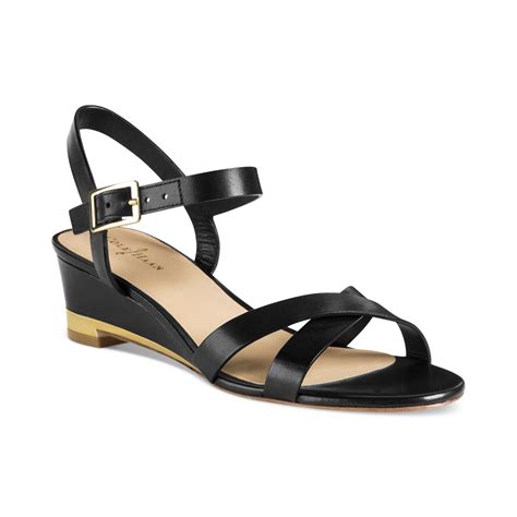 Cole Haan Melrose Low Wedge Sandals in Black | Lyst