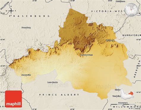 Physical Map of BEAUFORT WEST, shaded relief outside