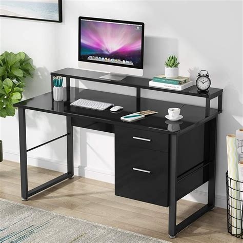 Tribesigns 47 Inches Computer Desk with Hutch, Modern Writing Desk with ...