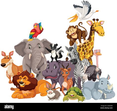 Group of wild animals cartoon character Stock Vector Image & Art - Alamy