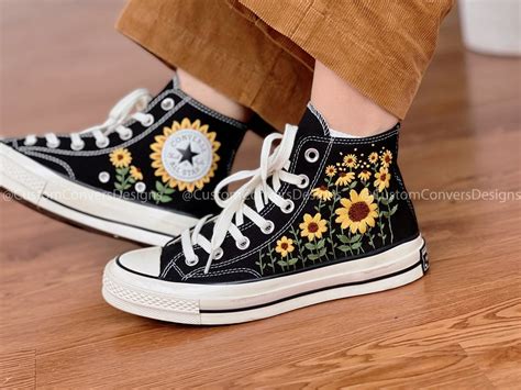 Floral Converse/embroidered Converse/converse High Tops the - Etsy