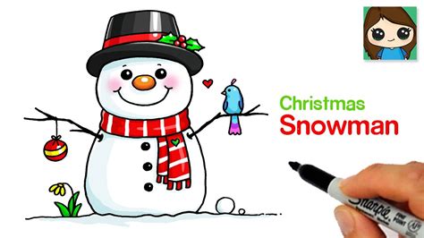 Easy Christmas Drawings Snowman