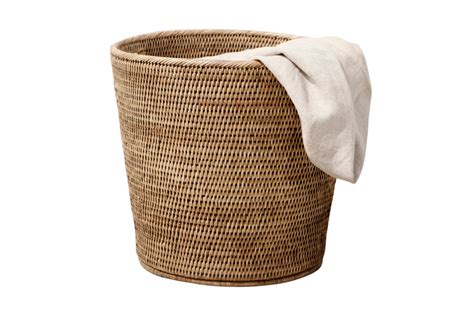 Beige basket and white blanket isolated on a transparent background ...