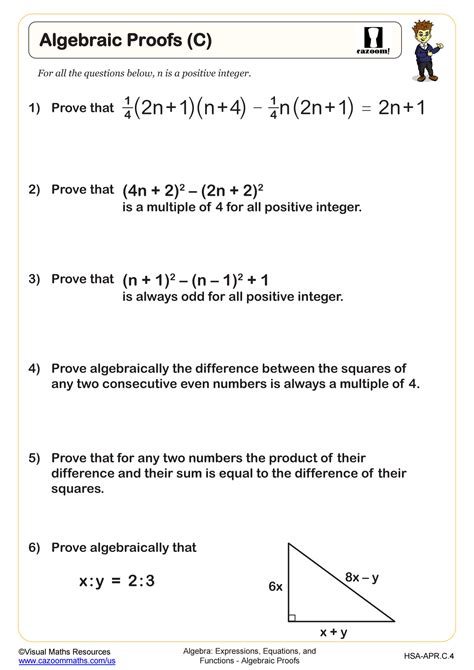 Algebraic Proofs (C) Worksheet | PDF Printable Algebra Worksheet