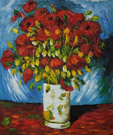 Vase with Red Poppies, 1886 - Vincent van Gogh at overstockArt.com ...