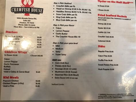 Online Menu of Crawfish House Restaurant, Houston, Texas, 77075 - Zmenu