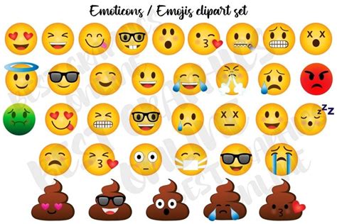 Emoticons clipart Emojis clip art set Feelings (840722)