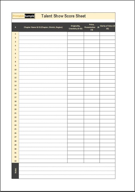 Talent Show Sign Up Sheet Free Template Templates Resume Designs | The ...