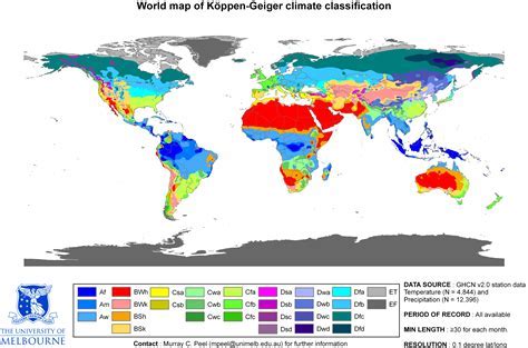 Updated Köppen-Geiger climate map of the world