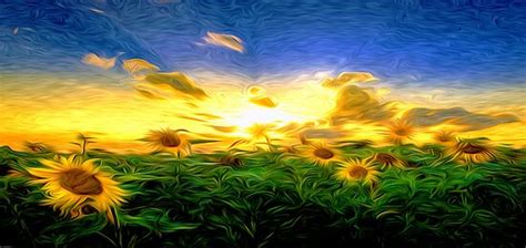 "Sunrise Sun Flowers Oil Painting" by Fred Seghetti | Redbubble